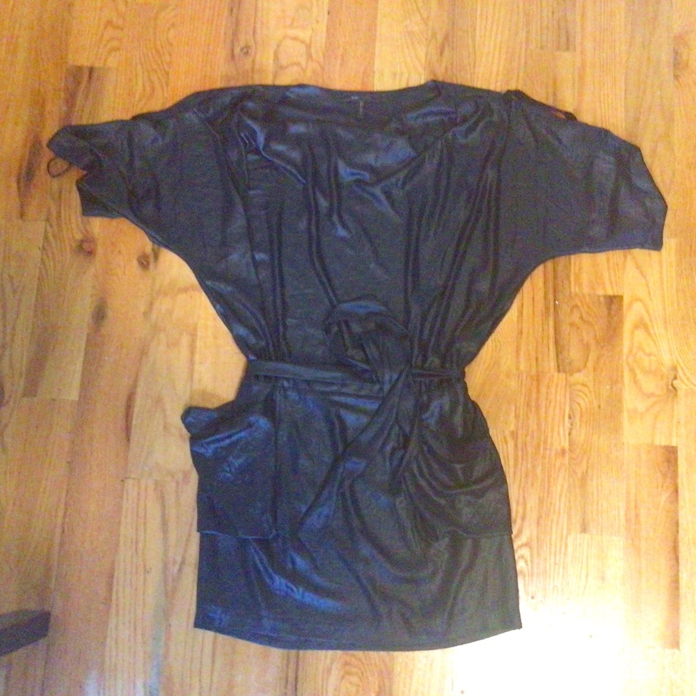 Slinky Black BCBG Off-The-Shoulder Minidress with Drop Waist